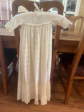 White Formal Christening Gown with Lace Detailing